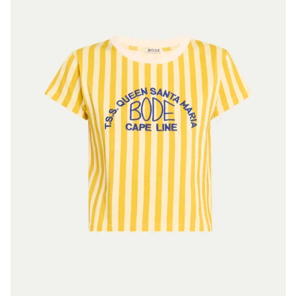 BODE small  Yellow Medalist T-shirt Yellow Stripe Logo Crop Tee